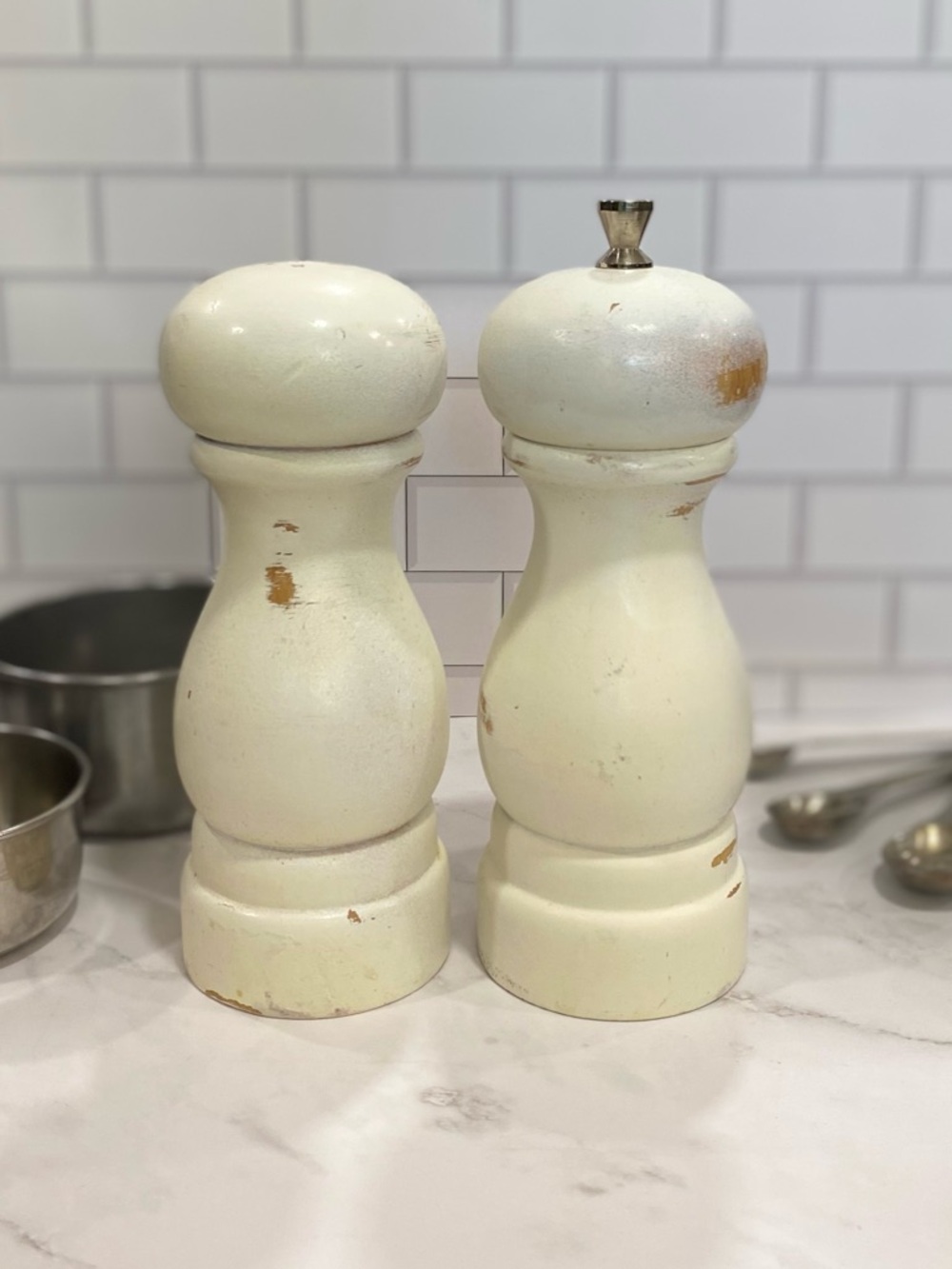 Rustic Wooden Salt Shaker and Pepper Grinder
